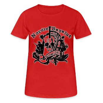Nordic Bagalut Schwarz mit weißem Schein - Frauen T-Shirt atmungsaktiv - Rot - Vorne - AI Model Female 172 dark (172cm)