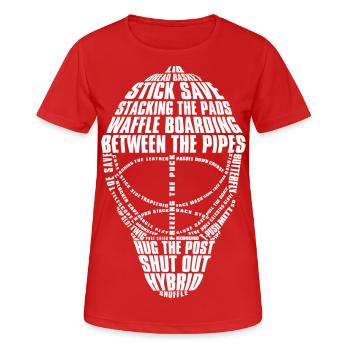 Hockey-Tormann-Maske (weiß) - Frauen T-Shirt atmungsaktiv - Rot - Vorne - AI Model Female 172 dark (172cm)