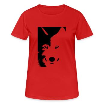 wolf - Women's Breathable T-Shirt - red - Front - AI Model Female 172 dark (172cm)