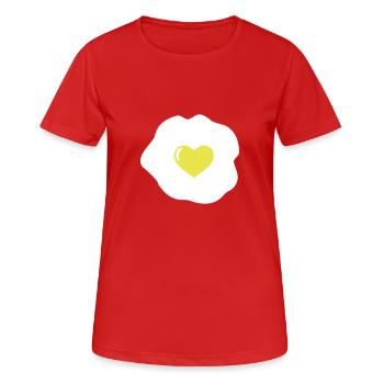 Spiegelei Herz - Frauen T-Shirt atmungsaktiv - Rot - Vorne - AI Model Female 172 dark (172cm)