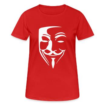 Anonymous Mask - Women's Breathable T-Shirt - red - Front - AI Model Female 172 dark (172cm)