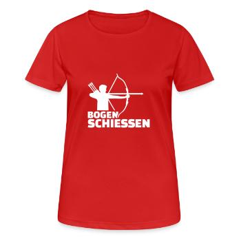 Bogenschießen - Frauen T-Shirt atmungsaktiv - Rot - Vorne - AI Model Female 172 dark (172cm)