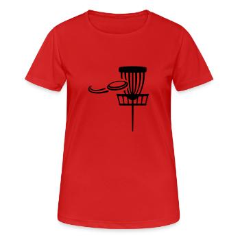 Disc golf - Frauen T-Shirt atmungsaktiv - Rot - Vorne - AI Model Female 172 dark (172cm)