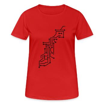 cool linien design schaltkreis technik leitungen m - Frauen T-Shirt atmungsaktiv - Rot - Vorne - AI Model Female 172 dark (172cm)