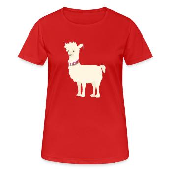 Lama - Frauen T-Shirt atmungsaktiv - Rot - Vorne - AI Model Female 172 dark (172cm)