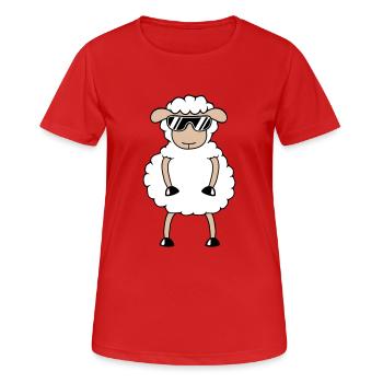 Sheep Sunglasses Party Sheep Lamb Cute Cool - Women's Breathable T-Shirt - red - Front - AI Model Female 172 dark (172cm)
