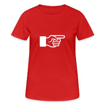 Zeigefinger, Hand, Da gehts lang, Zeiger, zeigen, - Frauen T-Shirt atmungsaktiv - Rot - Vorne - AI Model Female 172 dark (172cm)