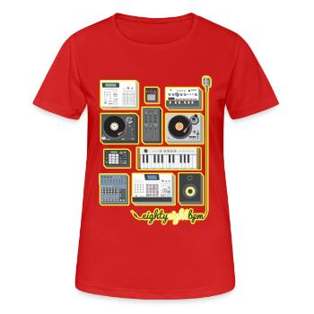 88 BPM ensemble complet (jaune / orange) - T-shirt respirant Femme - rouge - Devant - AI Model Female 172 dark (172cm)