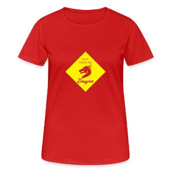 Fantasy / Drachen: Here There Be - Dragons - Frauen T-Shirt atmungsaktiv - Rot - Vorne - AI Model Female 172 dark (172cm)