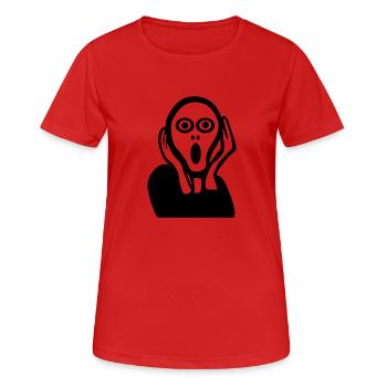 Der Schrei, Krise - Frauen T-Shirt atmungsaktiv - Rot - Vorne - AI Model Female 172 dark (172cm)