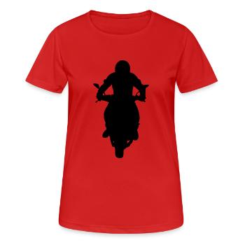 Motorrad mit Fahrer - Frauen T-Shirt atmungsaktiv - Rot - Vorne - AI Model Female 172 dark (172cm)