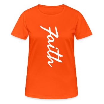 Glaube - Frauen T-Shirt atmungsaktiv - Neonorange - Vorne - AI Model Female 172 dark (172cm)