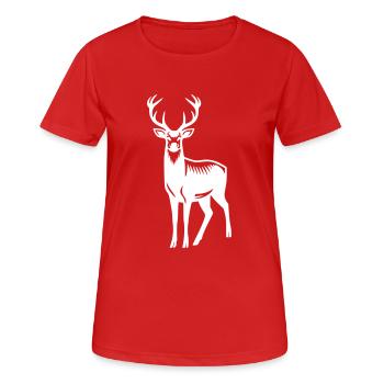 Deer Antler Symbol Coat of Arms Pictogram Vector - Women's Breathable T-Shirt - red - Front - AI Model Female 172 dark (172cm)