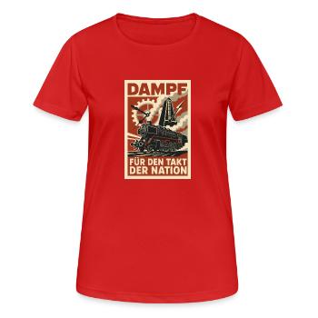 Eisenbahn Dampflok Takt Nation - Frauen T-Shirt atmungsaktiv - Rot - Vorne - AI Model Female 172 dark (172cm)