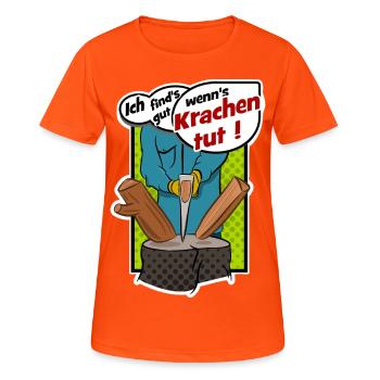 Holz hacken Axt Geschenk Idee - Frauen T-Shirt atmungsaktiv - Neonorange - Vorne - AI Model Female 172 dark (172cm)