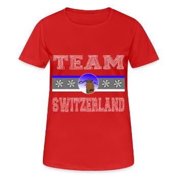 Schweiz Schweizer Murmeltier Edelweiss Geschenk - Frauen T-Shirt atmungsaktiv - Rot - Vorne - AI Model Female 172 dark (172cm)