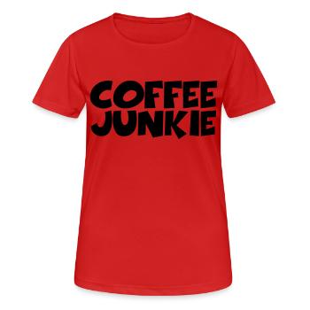 Coffee Junkie - Frauen T-Shirt atmungsaktiv - Rot - Vorne - AI Model Female 172 dark (172cm)