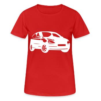 Auto - Frauen T-Shirt atmungsaktiv - Rot - Vorne - AI Model Female 172 dark (172cm)