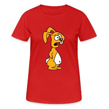 Lapin Horrifié Craintif Désespéré Confus Cool - T-shirt respirant Femme - rouge - Devant - AI Model Female 172 dark (172cm)