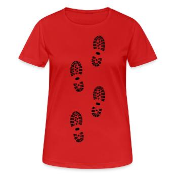 Shoes, Shoe Print, Hiking - Women's Breathable T-Shirt - red - Front - AI Model Female 172 dark (172cm)