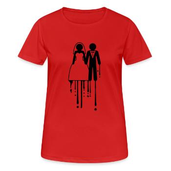 color drops graffiti married couple wedding dress team - Women's Breathable T-Shirt - red - Front - AI Model Female 172 dark (172cm)