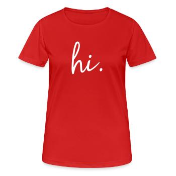 Salut lettrage, salut bienvenue, international - T-shirt respirant Femme - rouge - Devant - AI Model Female 172 dark (172cm)