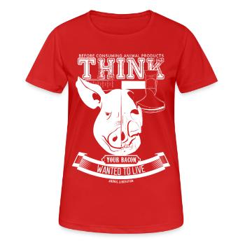 Votre lard voulait vivre (blanc) - T-shirt respirant Femme - rouge - Devant - AI Model Female 172 dark (172cm)