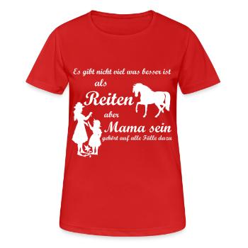 Reiten und Mama - Frauen T-Shirt atmungsaktiv - Rot - Vorne - AI Model Female 172 dark (172cm)