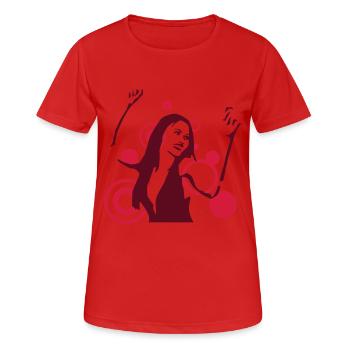 party_queen_2c - Frauen T-Shirt atmungsaktiv - Rot - Vorne - AI Model Female 172 dark (172cm)