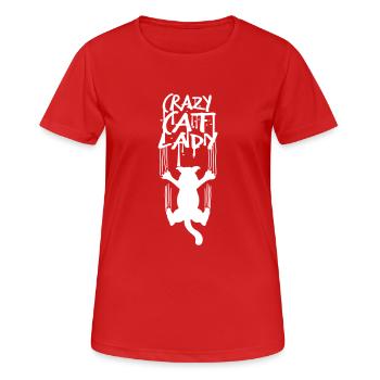 Chat fou Dame Texte Folle Femme Chats Amour - T-shirt respirant Femme - rouge - Devant - AI Model Female 172 dark (172cm)
