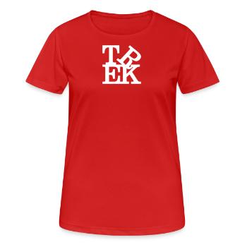 trek Homage to Robert Indiana schwarz innen - Frauen T-Shirt atmungsaktiv - Rot - Vorne - AI Model Female 172 dark (172cm)