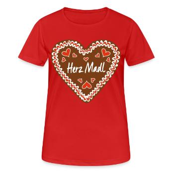 Herz Madl Lebkuchenherz - Frauen T-Shirt atmungsaktiv - Rot - Vorne - AI Model Female 172 dark (172cm)
