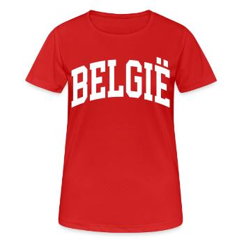 Belgique - T-shirt respirant Femme - rouge - Devant - AI Model Female 172 dark (172cm)