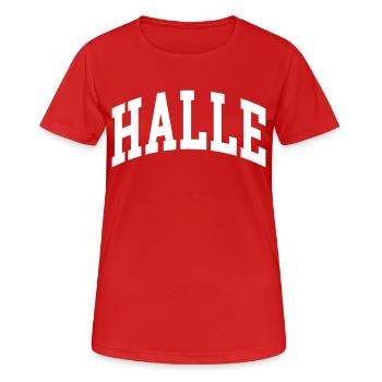 Halle - Frauen T-Shirt atmungsaktiv - Rot - Vorne - AI Model Female 172 dark (172cm)
