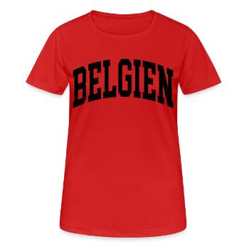 Belgique - T-shirt respirant Femme - rouge - Devant - AI Model Female 172 dark (172cm)