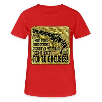 toi tu creuses! - T-shirt respirant Femme - rouge - Devant - AI Model Female 172 dark (172cm)