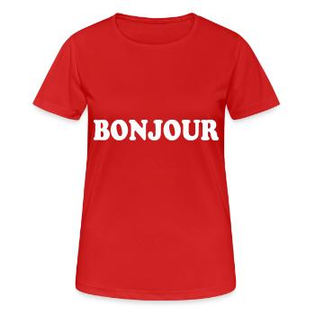 Bonjour - T-shirt respirant Femme - rouge - Devant - AI Model Female 172 dark (172cm)