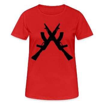 Crossed AK47 - Frauen T-Shirt atmungsaktiv - Rot - Vorne - AI Model Female 172 dark (172cm)