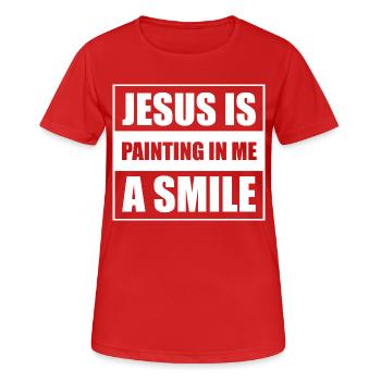 Christliche Sprüche - Frauen T-Shirt atmungsaktiv - Rot - Vorne - AI Model Female 172 dark (172cm)