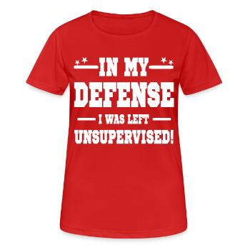 J’ai été laissé sans surveillance - T-shirt respirant Femme - rouge - Devant - AI Model Female 172 dark (172cm)