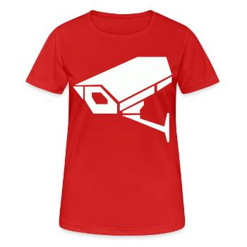 Caméra de surveillance - T-shirt respirant Femme - rouge - Devant - AI Model Female 172 dark (172cm)