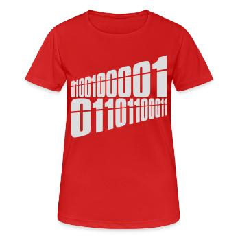 Binär Code Programm Sprache - Frauen T-Shirt atmungsaktiv - Rot - Vorne - AI Model Female 172 dark (172cm)