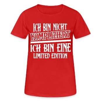 Ich bin nicht kompliziert bin eine Limited Edition - Frauen T-Shirt atmungsaktiv - Rot - Vorne - AI Model Female 172 dark (172cm)