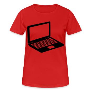 laptop notebook tablet computer pc mobil bildschir - Frauen T-Shirt atmungsaktiv - Rot - Vorne - AI Model Female 172 dark (172cm)