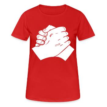 Poignée de main 01 - T-shirt respirant Femme - rouge - Devant - AI Model Female 172 dark (172cm)
