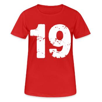 19 - Frauen T-Shirt atmungsaktiv - Rot - Vorne - AI Model Female 172 dark (172cm)