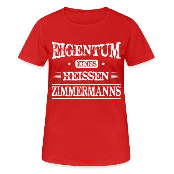 Zimmermann - Frauen T-Shirt atmungsaktiv - Rot - Vorne - AI Model Female 172 dark (172cm)