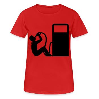 vergiften öl benzin diesel trinken saufen betrinke - Frauen T-Shirt atmungsaktiv - Rot - Vorne - AI Model Female 172 dark (172cm)