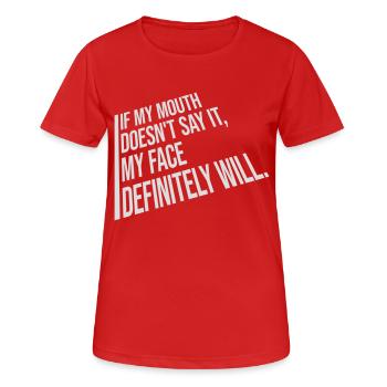 Mon visage le fera certainement - T-shirt respirant Femme - rouge - Devant - AI Model Female 172 dark (172cm)