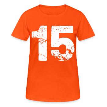 15 - Frauen T-Shirt atmungsaktiv - Neonorange - Vorne - AI Model Female 172 dark (172cm)